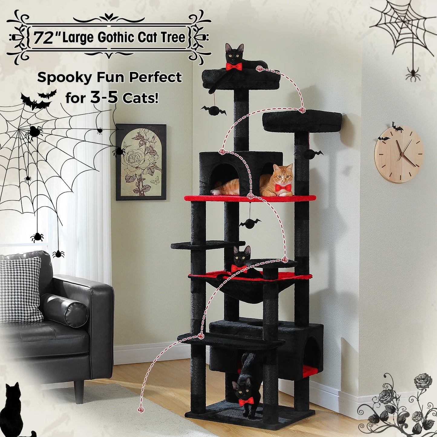 Multi-Level Cat Tower with Scratching Posts, Hammock and Cat Condo