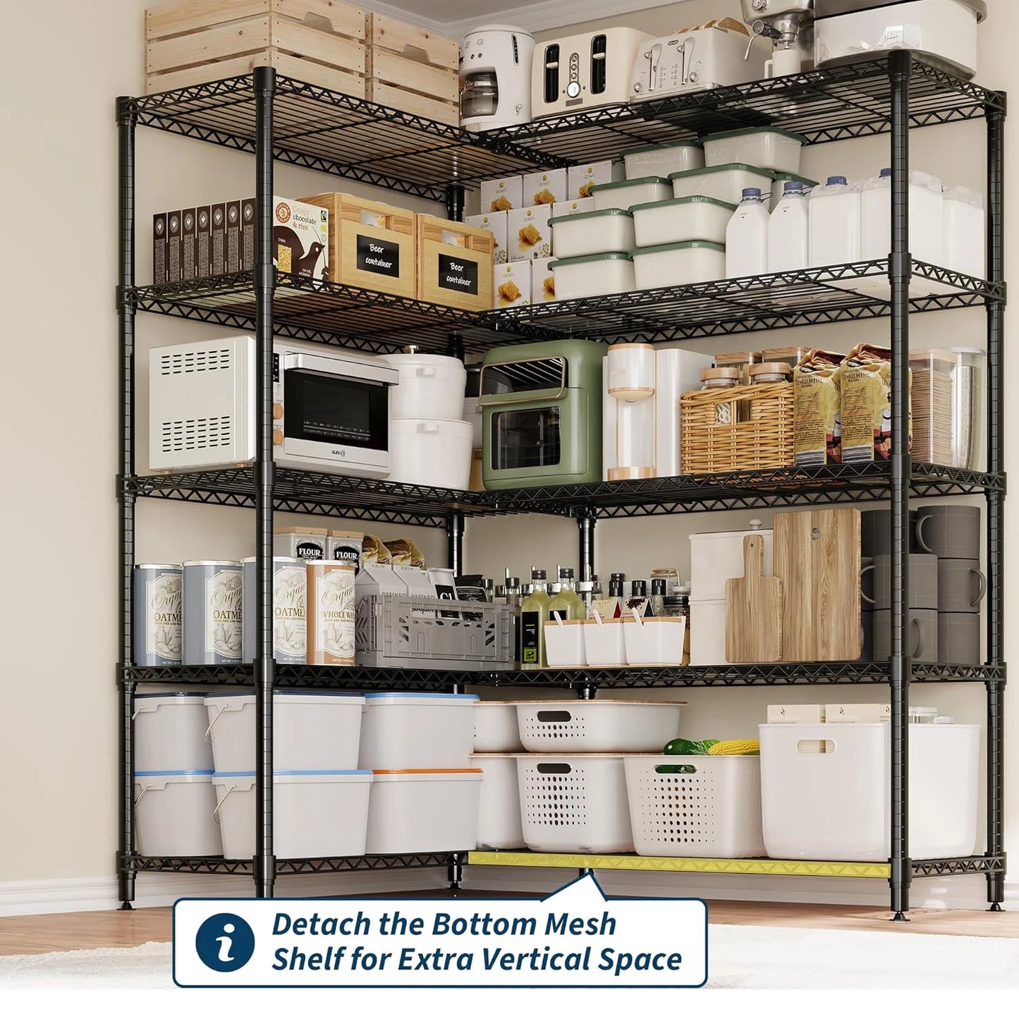 Heavy Duty Metal Pantry Storage Shelves 4 or 5 Tiers