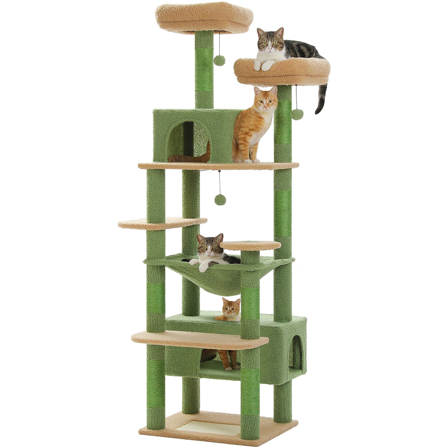 Multi-Level Cat Tower with Scratching Posts, Hammock and Cat Condo