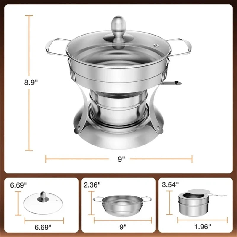4 Pack 5QT Stainless Steel Chafing Dishes for Buffet