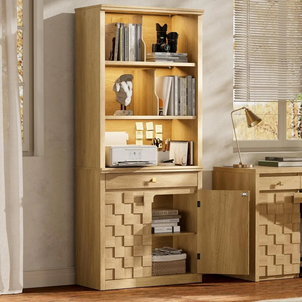 72.2" Fluted Bookcase with LED Light