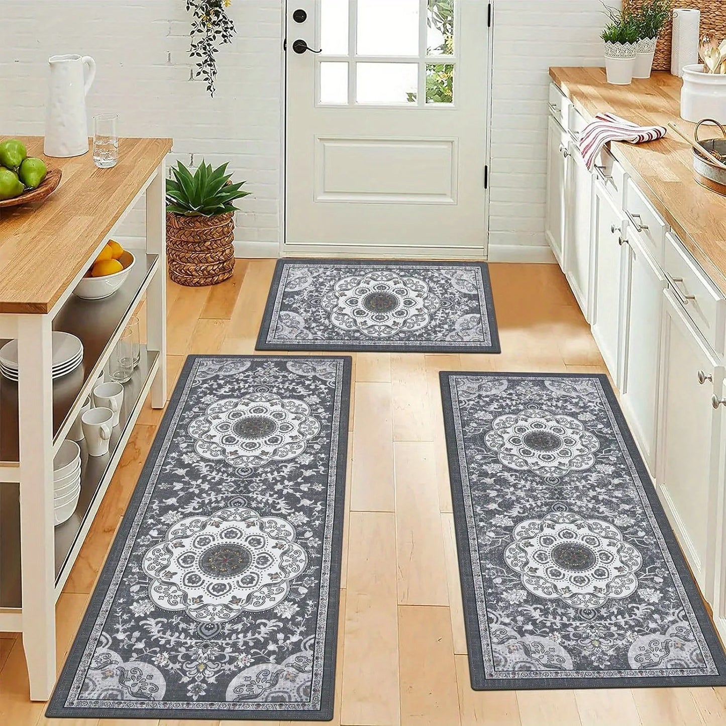 Bohemian Style Kitchen Rug Set