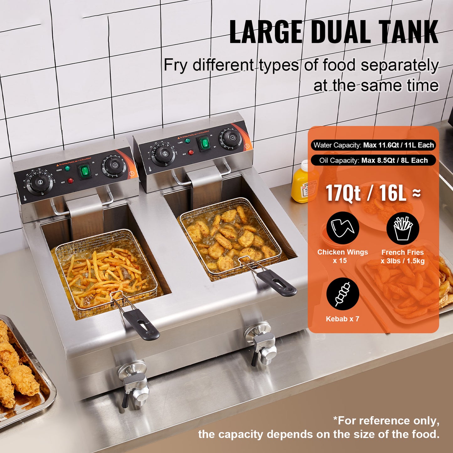 SucceBuy  Electric Deep Fryer w/Dual Removable Tanks