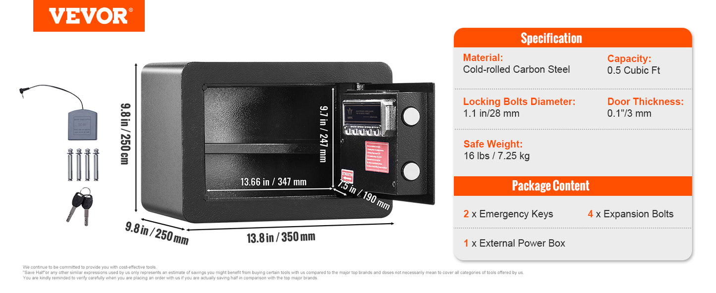 SucceBuy 1.2 or 0.5 Cubic Ft Electronic Safe